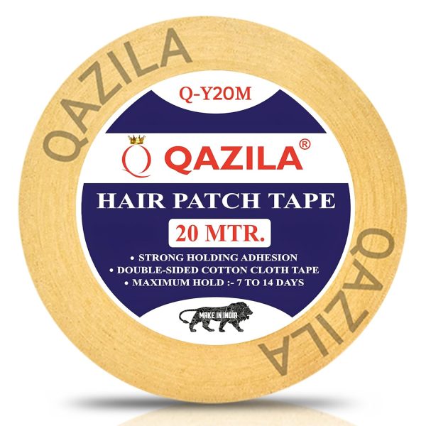 Qazila Hair Patch Tape| Hair Wig Tape| Ultra Hold Tape| Double-sided Hair Patch Tape| Cotton-Cloth Tape| Waterproof| Maximum Hold upto 2 weeks (Yellow, 1 inch, 20 Metre)