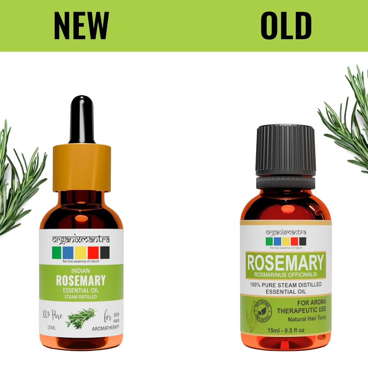 Organix Mantra Rosemary Essential Oil for Hair Growth, Hair Fall Control and Nourishment, Skin Care | 100% Pure, Natural, Undiluted | 15ml - Image 2