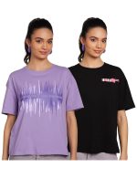 Amazon Brand - Symbol Women's Cotton Stretch Oversized Fit Round Neck Half Sleeve T-Shirt (Pack of 2 | Available in Plus Size)