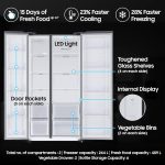 Samsung 653 L, 2 Star, Frost Free, Double Door, Convertible 5-in-1 Digital Inverter, Side By Side Refrigerator (RS76CG80X0S9HL, Silver, Refined Inox) - Image 3
