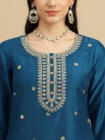 J TURRITOPSIS Women's Embroidered Chinon Kurta & Pant with Dupatta Ethnic Set - Image 3