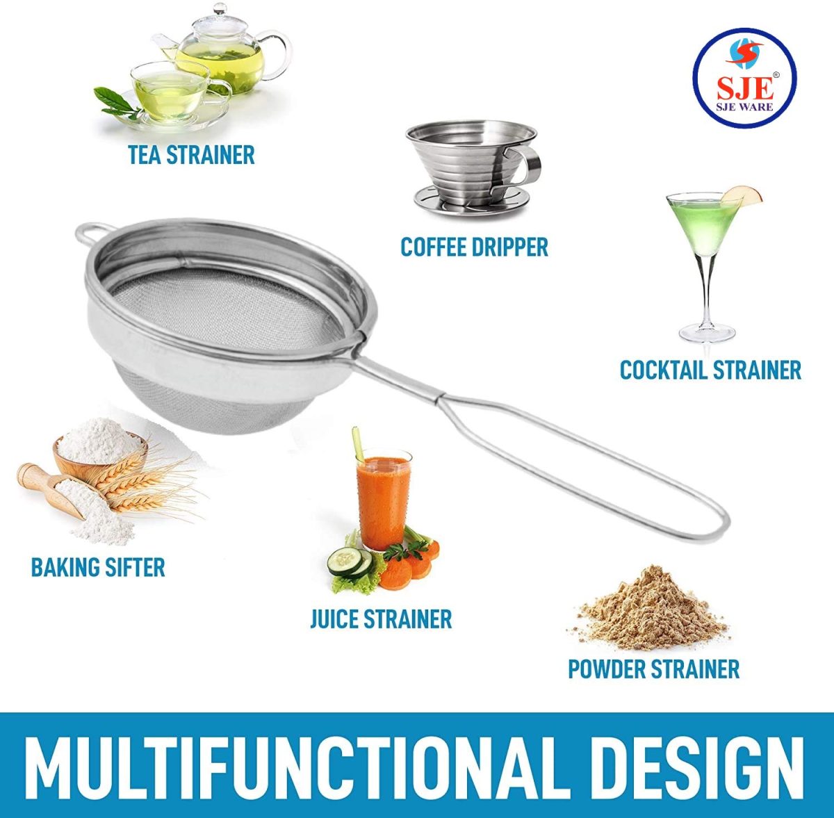 Sjeware Stainless Steel Tea Strainer, Chalani, 8 cm, Medium - Image 8