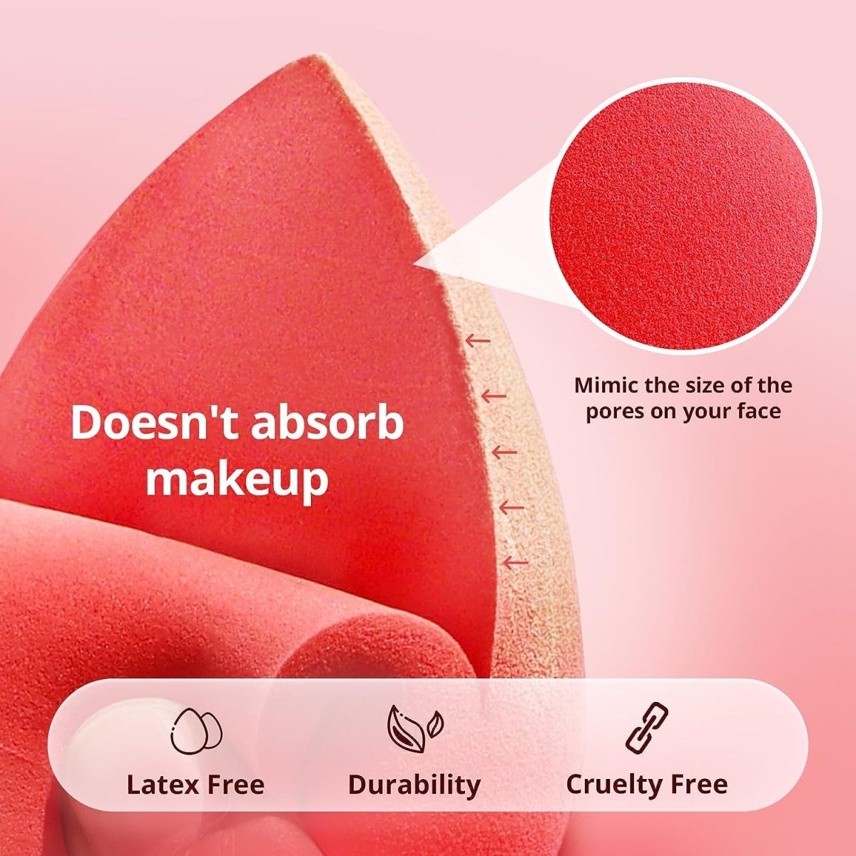 SUAKE Beauty Blender Sponge for Face Makeup – Soft, Latex-Free Makeup Sponge Puff for All Skin Types – Reusable Sponge for Foundation, Concealer & Cream (Single Colour, Pack of 2) - Image 3