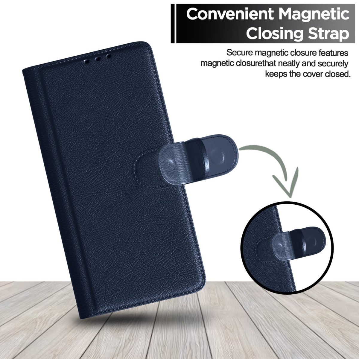 Pikkme Flip Cover Leather Finish | Inside TPU with Card Pockets | Wallet Stand and Shock Proof | Complete Protection Flip Case for Samsung Galaxy A05 / M05 / F05 (Blue) - Image 2