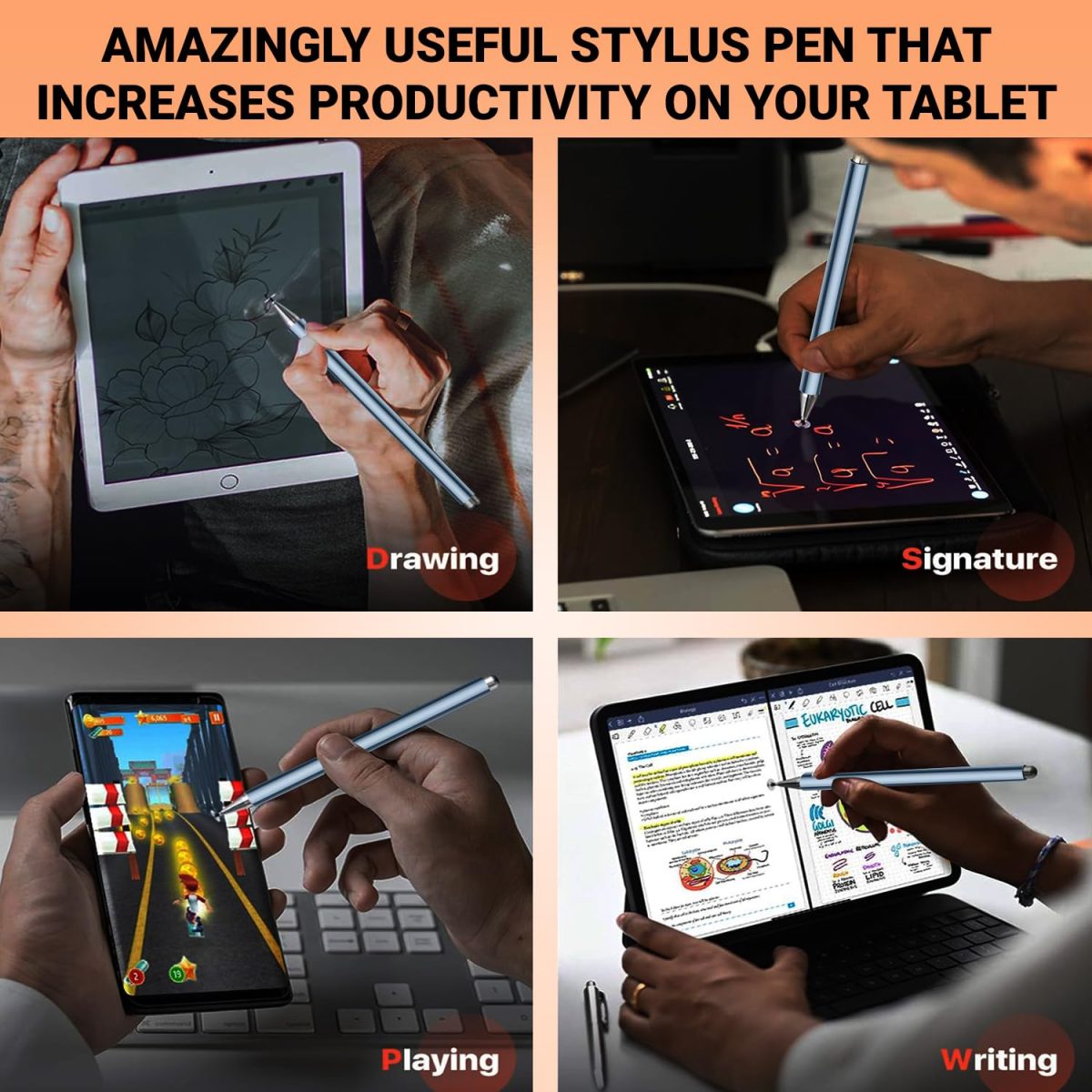 Tukzer Universal Stylus Pen for Smartphone/Tablet/iPad/Pro/Air/iPhone/iOS/Android/All Touch Screens Devices| Fine Point Disc Tip, Lightweight Aluminum Body Magnetic Cap Drawing Writing (Grey) - Image 7