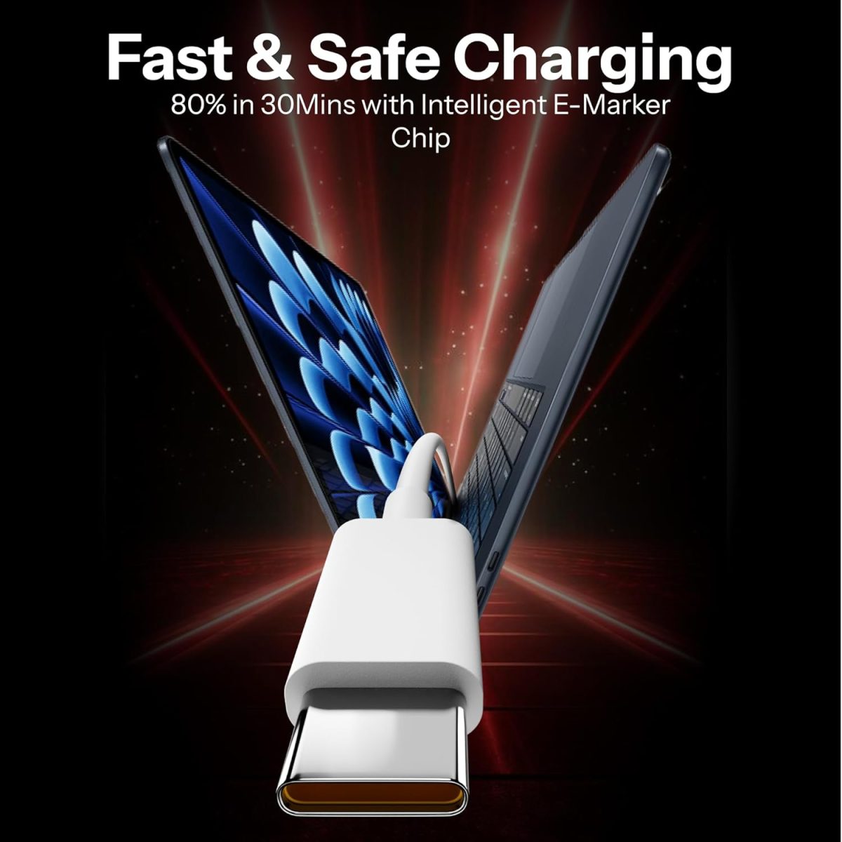 Basesailor Original 80W SuperVooc/Dart USB to Type C, Fast Charging Cable Compatible for Realme 12/11 Pro Plus/11 Pro/Narzo 60 Pro/60/Realme 10 Pro Plus/10 Pro,/9 Pro/Narzo 50 Pro/50/9 PRO & More - Image 8
