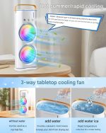Zemic Portable Double Ended Spray Fan, Cold Air, 3 Gears USB Rechargeable Mini AC Air Cooler Misting Fans with LED Light Cooler, Touch & Remote Control, 280ml Water Tank, Ice Filling Fan (Multy) - Image 4