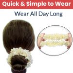 Temperia (2 Pcs) Scented Mogra Gajra Hair Accessories For Women & Girls - Hair Flower Bun Artificial Fake Gajra Scrunchies Rubber Band - Premium & Voluminous, White - Image 4