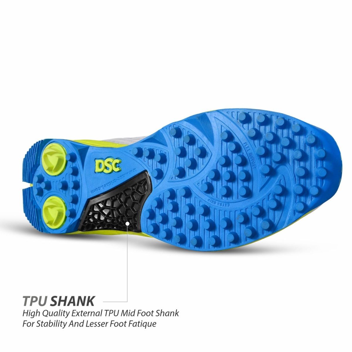DSC Jaffa 22 Cricket Shoes for Men and Boys UK-10 White/Lime-Yellow - Image 2