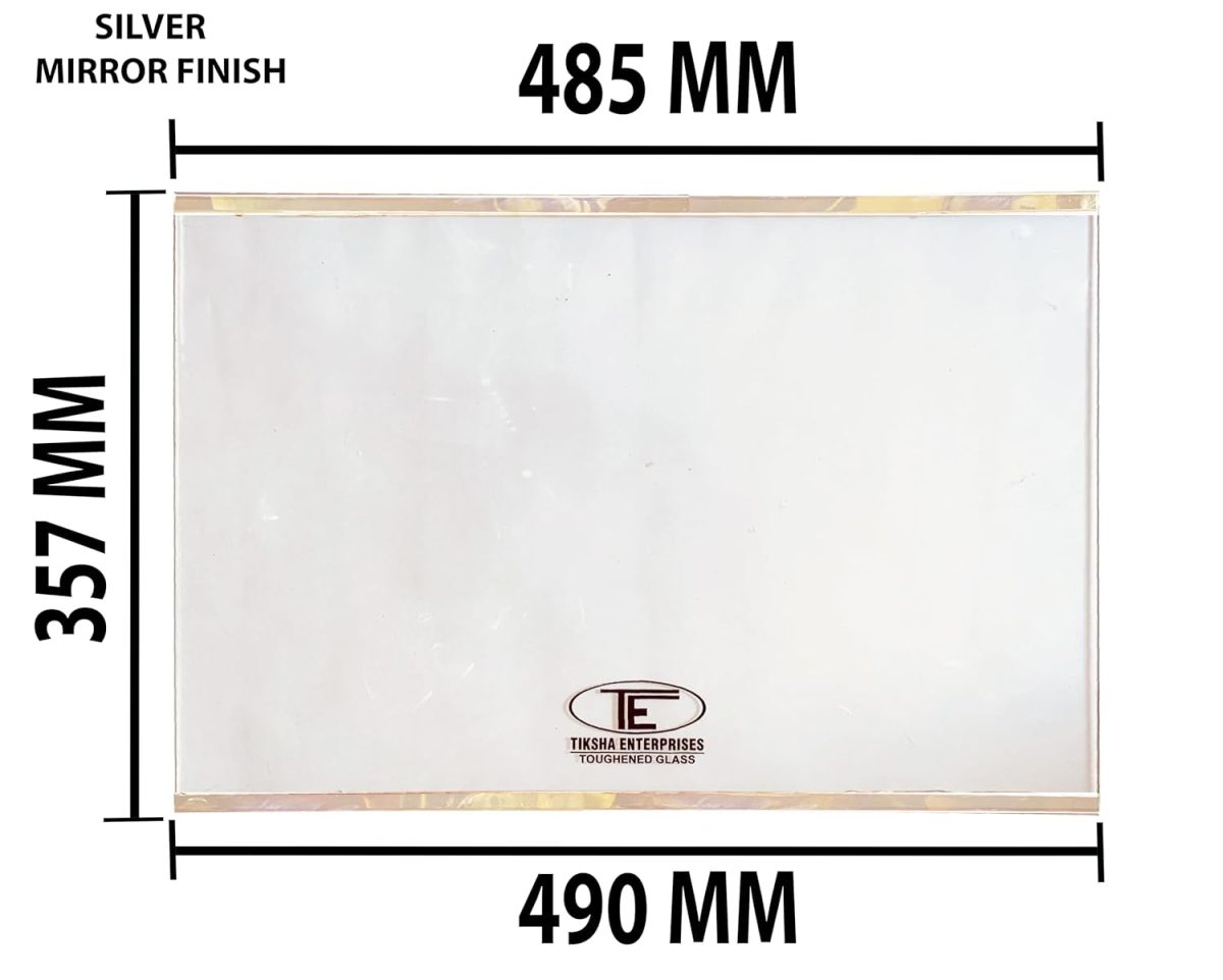 TIKSHA ENTERPRISES (485=490) 357 MM TOUGHENED Glass with Silver Bidding Compatible for LG Double Door 350 to 400 Litre - Image 2