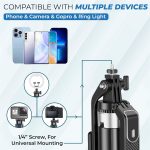 Kratos K5 Selfie Stick Tripod with Balance Handle, 64 inch & Stable 4 Leg Design,Recharable BT Remote, Long Tripod Stand for 360° Rotation Panoramic Shoot, Made for Phones,Ring Light, Gopro,Camera - Image 6