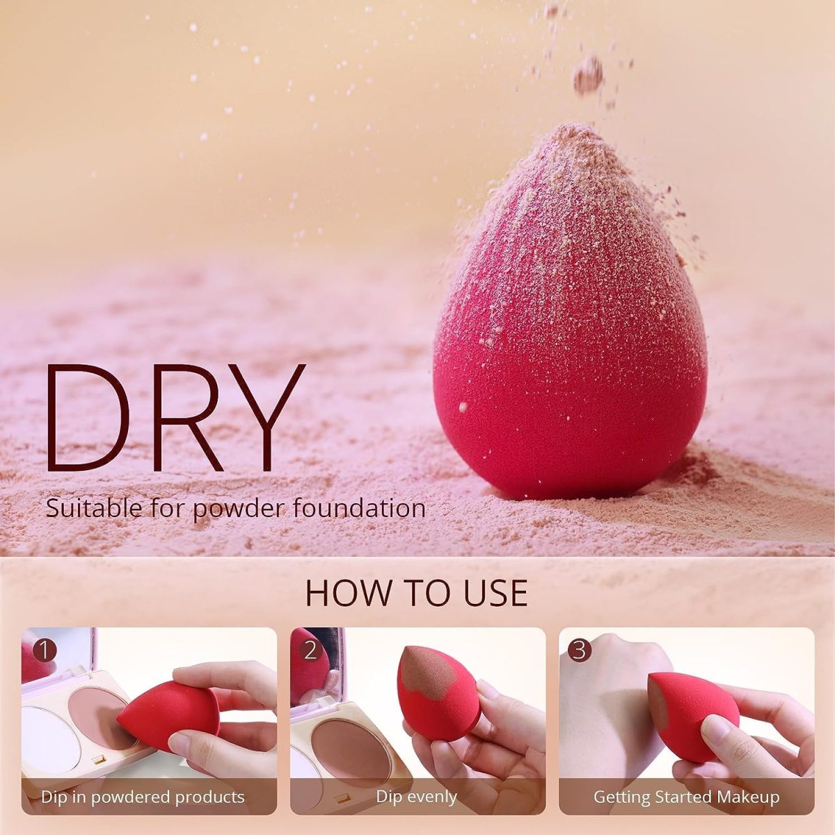 SUAKE Beauty Blender Sponge for Face Makeup – Soft, Latex-Free Makeup Sponge Puff for All Skin Types – Reusable Sponge for Foundation, Concealer & Cream (Single Colour, Pack of 2) - Image 6