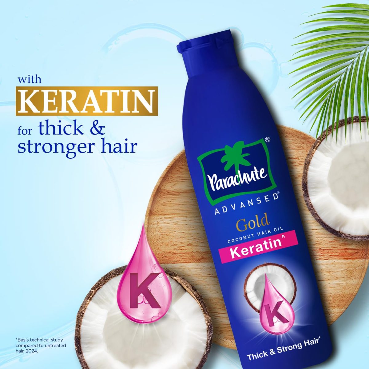 Parachute Advansed Gold Keratin Coconut Hair Oil | Thick & Smooth Hair| No Paraben or Silicone | 300ml - Image 2