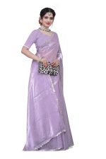 Dream Crushers Womens Pure Soft Zimmy Choo Silk Saree with Complete Diamond Work | Unstitched Lace Blouse | Sarees For Women| Ready To Wear Saree - Image 3