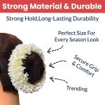 Temperia (2 Pcs) Scented Mogra Gajra Hair Accessories For Women & Girls - Hair Flower Bun Artificial Fake Gajra Scrunchies Rubber Band - Premium & Voluminous, White - Image 3