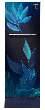 Samsung 236L 2 Star Inverter Frost-Free Double Door Refrigerator Appliance (RT28C31429U/HL,Paradise Bloom Blue), Base Stand Drawer