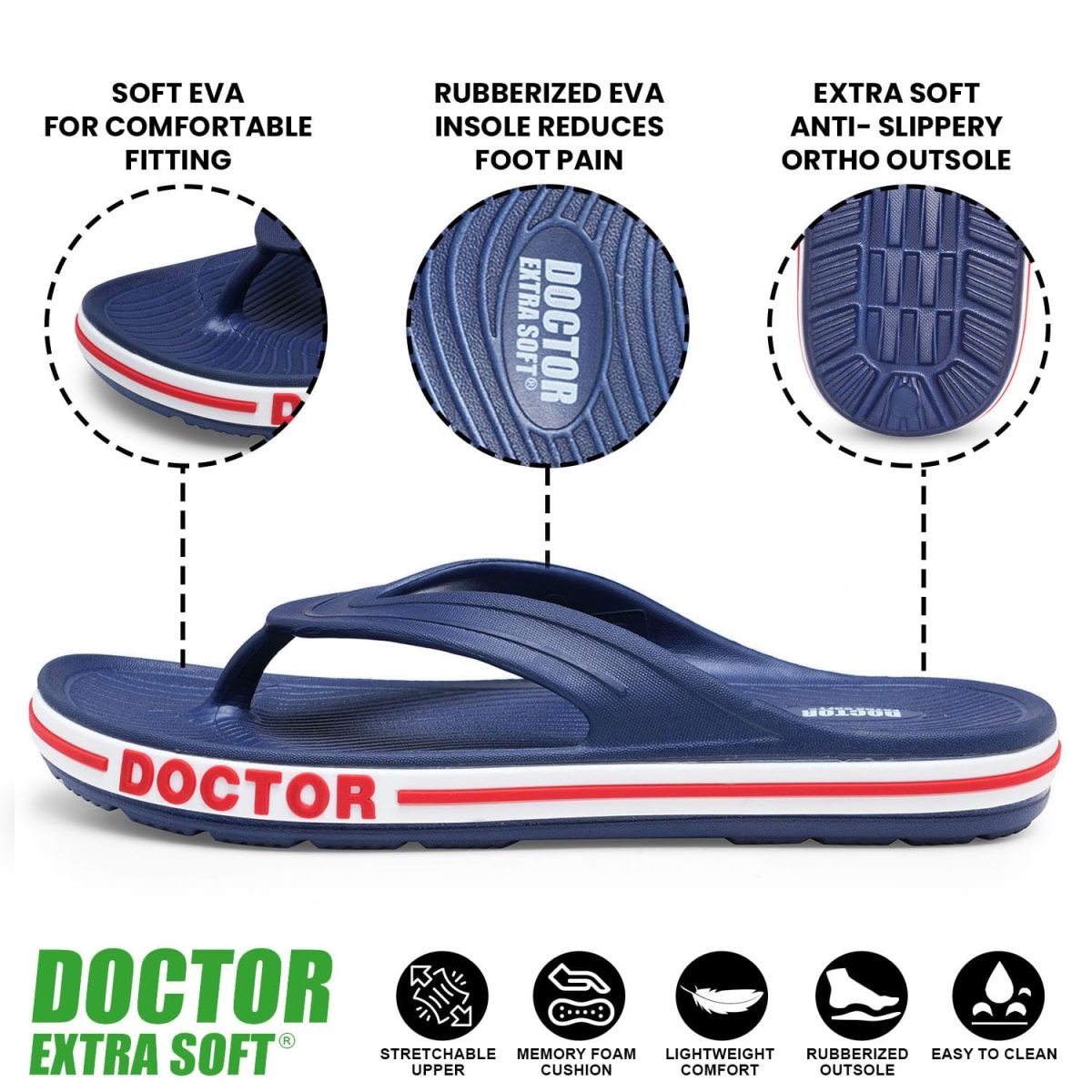DOCTOR EXTRA SOFT Men's Classic & Premium Casual Flip Flops with Soft Acupressure for Adult | Comfortable & LightWeight| Stylish & Anti-Skid |Waterproof Everyday Cushion Slippers for Gents/Boys D-553 - Image 2