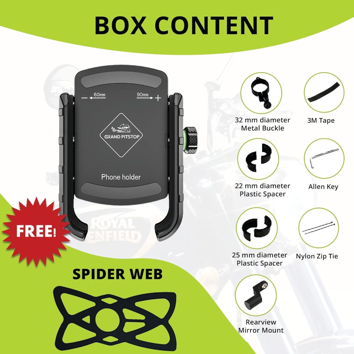 GRAND PITSTOP Mobile Holder for Bikes | (Black - Jaw Grip 360° Rotation) | Aluminium Phone Mount for Motorcycle, Bicycle, Scooter | GPS Navigation Support | Anti-Slip Clamp | Sturdy Build - Image 5