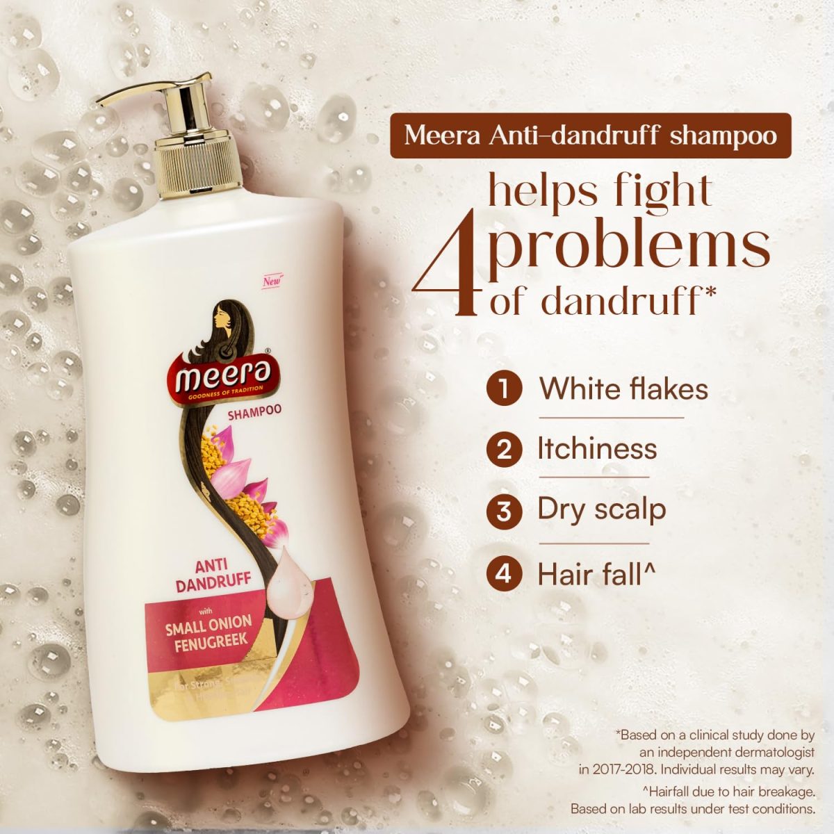 Meera Anti-Dandruff Shampoo with Small Onion & Fenugreek | Fights Dandruff | For Men & Women | Paraben-Free, Nourishing & Revitalizing Hair Care (1 Litre) - Image 2