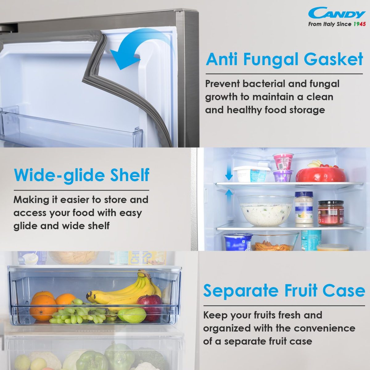 Candy 190 L Direct Cool Single Door 5 Star Energy Efficient Refrigerator with Toughened glass shelve - Image 6