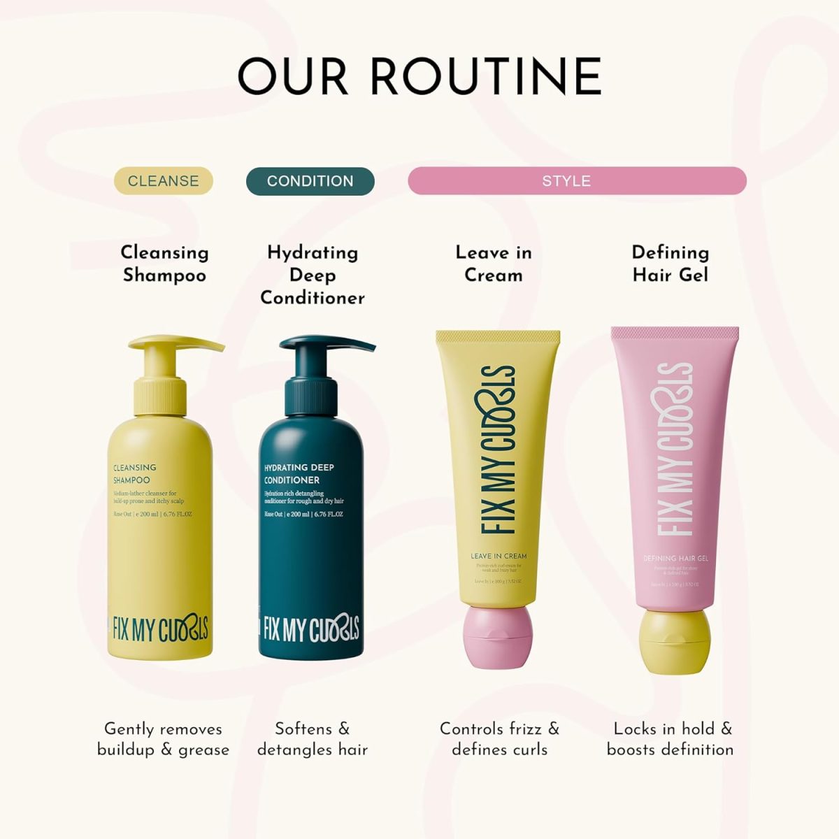Fix My Curls Protein Styling Duo| For Curly, Wavy, Dry & Frizzy Hair | Frizz Control | Silicone Free Curl Defining Cream & Gel| 50gm each - Image 8