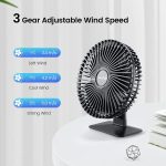 Gaiatop Small Table Fan, 6.5 Inch Ultra-quiet, 90° Adjustment for Better Cooling, 3 Speeds Portable Mini Powerful Desktop Table Fan, Small Personal Cooling Fan for Home Office (Black leaf) - Image 5