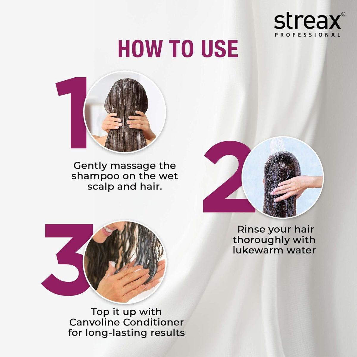 Streax Professional Canvoline Shampoo, Sulphate Free Shampoo for Women, Keratin Shampoo, For Straightened hair Post care, With Kera-Change Complex, Sulphate & Paraben Free Shampoo, 300 ml - Image 5