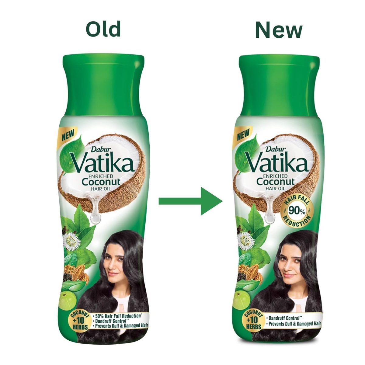 DABUR Vatika Enriched Coconut Hair Oil | Power of Coconut + 10 herbs | 50% hairfall reduction - 300ml, Yellow - Image 2