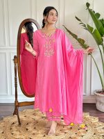 Naixa Women's Viscose Cotton Embroidered Straight Kurta with Pant and Dupatta Sets (Available in Plus Size) (NX-591) - Image 2