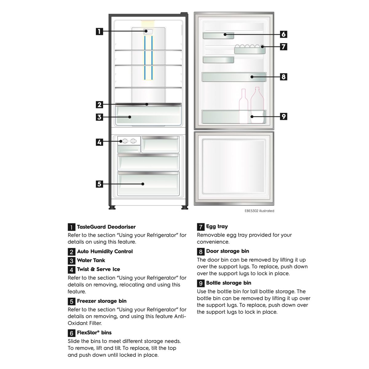 Electrolux 453L Frost Free Inverter Double Door Refrigerator, Bottom Freezer, TasteLockAuto & TasteGuard Technology, Stainless Steel, UltimateTaste 500, EBE4502C-S - Image 4