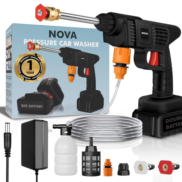RARECARE Car Washer High Pressure Gun Rechargeable with 2 Batteries | 1 Year Warranty | Pressure Washer for Car | Car Washing Pump | Water Pressure Gun for Car Wash | Gardening, Cleaning