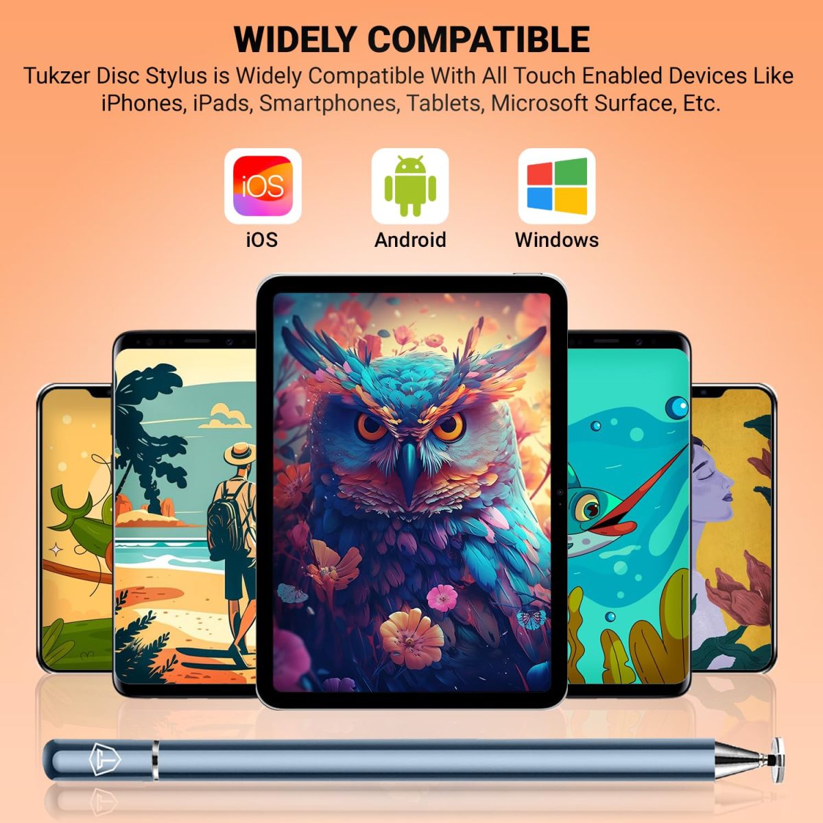 Tukzer Universal Stylus Pen for Smartphone/Tablet/iPad/Pro/Air/iPhone/iOS/Android/All Touch Screens Devices| Fine Point Disc Tip, Lightweight Aluminum Body Magnetic Cap Drawing Writing (Grey) - Image 6