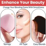 TEMPERIA (4 pcs) Beauty Blender Set & Foundation Brush with Plastic Box - Soft Powder Puff Face Makeup Sponge for Liquid Foundation, Creams, Powders, Wet and Dry Makeup (Random Colors) - Image 6