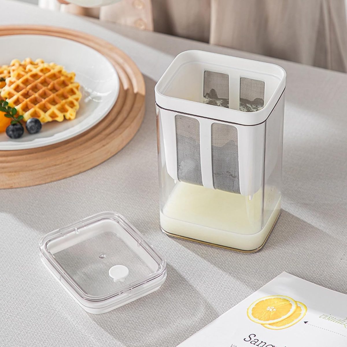 E-COSMOS Plastic Multipurpose Greek Yogurt & Curd Maker Hung Curd - 1100ml | Durable, BPA-Free | Easy Homemade Yogurt & Cheese (Yogurt Maker), 10L x 8W x 16H cm, Multi-Coloured - Image 2