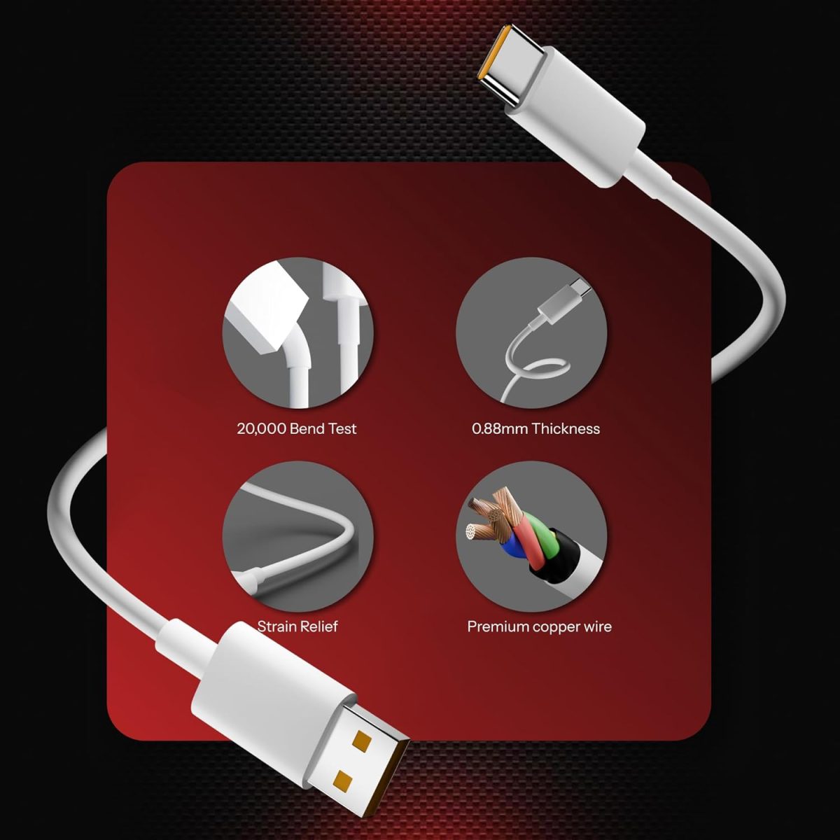 Basesailor Original 80W SuperVooc/Dart USB to Type C, Fast Charging Cable Compatible for Realme 12/11 Pro Plus/11 Pro/Narzo 60 Pro/60/Realme 10 Pro Plus/10 Pro,/9 Pro/Narzo 50 Pro/50/9 PRO & More - Image 5