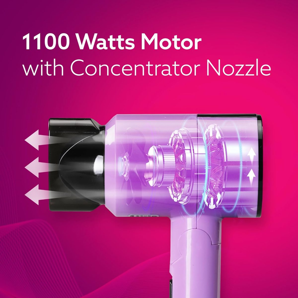 AGARO HD-1211 Hair Dryer 1100 Watts, 2 Heat Speed and Cool Mode, Foldable (Compact in Size), Purple - Image 3