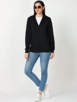 Wafaa Women's Cotton Plain Hooded Neck Full Zipper Sweatshirt Hoodies with Kangaroo Pocket - Image 6