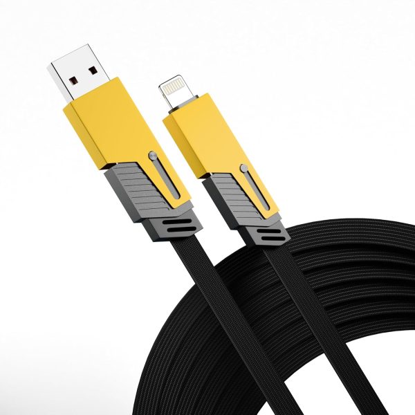 Basesailor 120W 4 in 1 Multi Function Braided Fast Charging Cable with Lightning to USB-C, Type C-C, Ligthning to USB, Military Grade Durability, Compatible for iPhone, Samsung, Oneplus Series & More