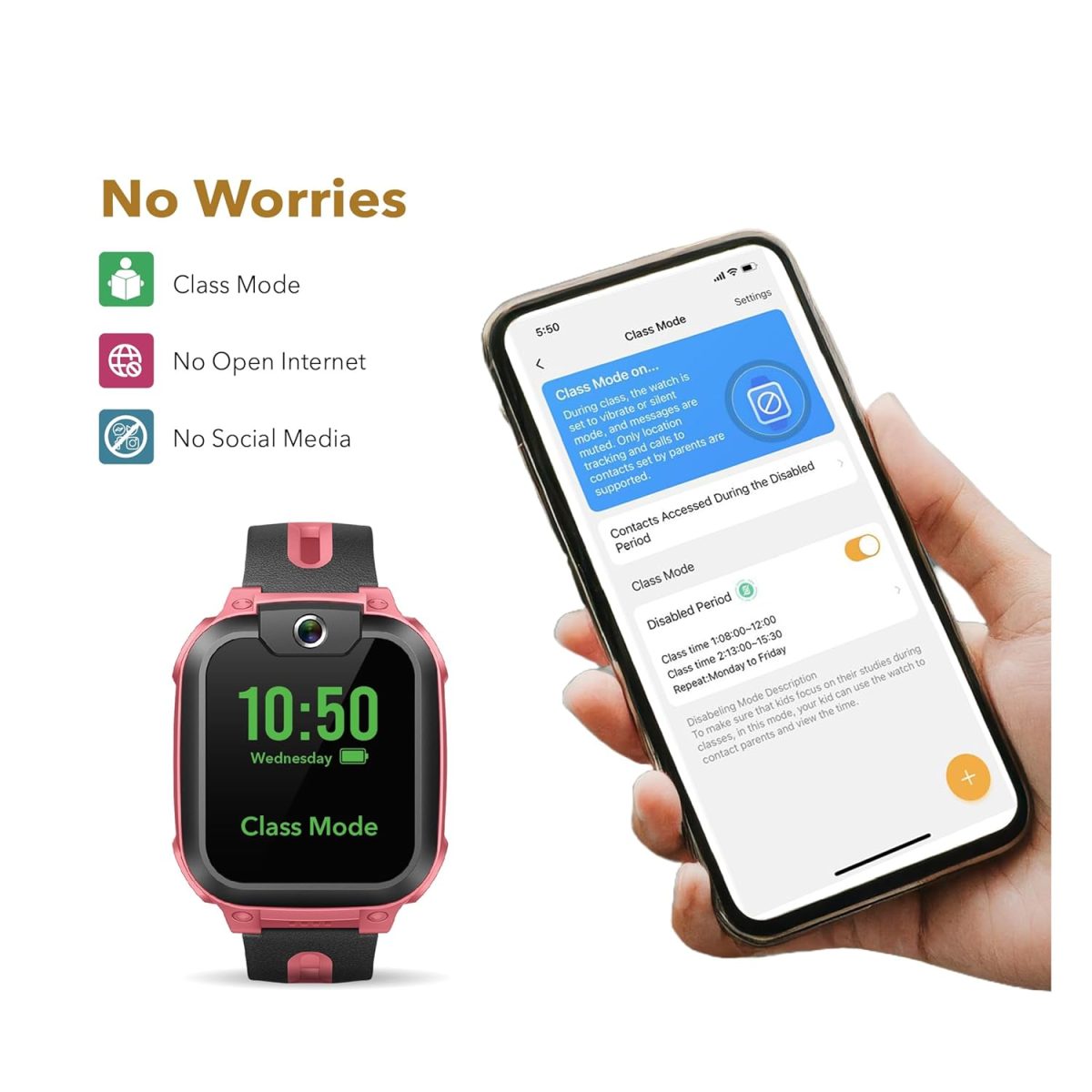 IMOO Kids Phone Watch Z1 – Kids Smart Watch with GPS Tracker, 4G Video & Voice Calls, Advanced Parental Controls, Durable Quality with IPX8 Water Resistance, SOS, for Kids (Grapefruit Red) - Image 6