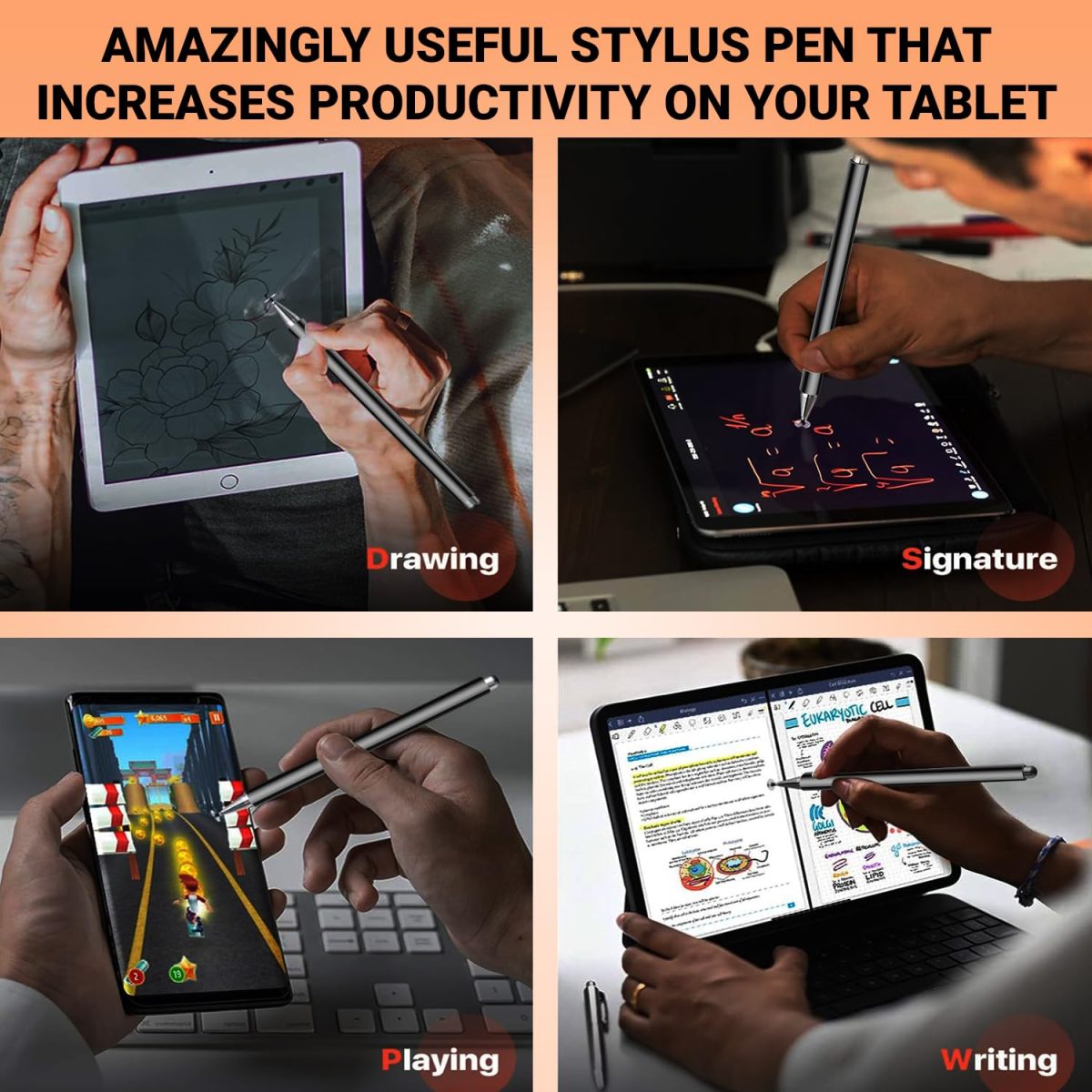 Tukzer Universal Stylus Pen for Smartphone/Tablet/iPad/Pro/Air/iPhone/iOS/Android/All Touch Screens Devices| Fine Point Disc Tip, Lightweight Aluminum Body Magnetic Cap Drawing Writing (Black) - Image 7