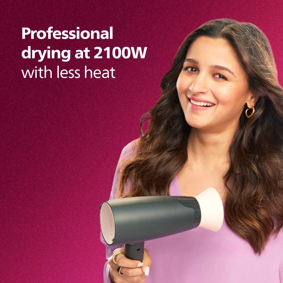 Philips Hair Dryer - Powerful drying with less heat I 6 Styling options for Salon like blowdryI 2100 WattsI for Minimised DamageI Styling attachment| Men and WomenI 2 Year Warranty BHD356/10, Black - Image 2