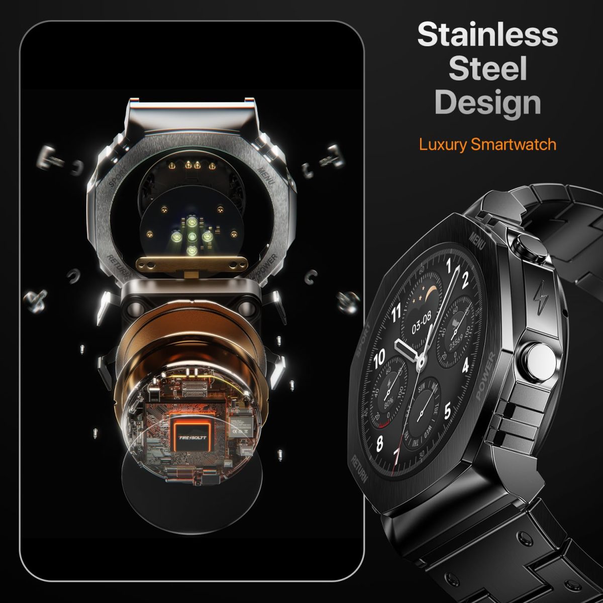 Fire-Boltt Obsidian 33.5mm (1.32 inch) AMOLED Display, Stainless Steel Design, 466 * 466 px Resolution, Bluetooth Calling, Multiple Sports Modes, Health Mode, IP67, Weather Updates - Image 8