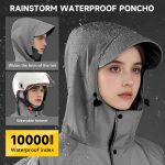 PALAY® Long Rain Coat, Raincoat for Men Women Waterproof | Reusable Hooded Rain Poncho with Wide Brim | Lightweight Raincoat for Hiking, Travel, Motorcycle Riding - Image 3
