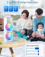 Zemic Portable Double Ended Spray Fan, Cold Air, 3 Gears USB Rechargeable Mini AC Air Cooler Misting Fans with LED Light Cooler, Touch & Remote Control, 280ml Water Tank, Ice Filling Fan (Multy) - Image 5