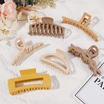 Bakefy-6 Pcs Big Hair Claw Clip,Small Medium Large for Women Thin Thick Long Hair Curls,Girl Matte Butterfly Banana Clips,Strong Clamp,Milk Coffee Color Hair Accessories 6 pattern claw - Image 2