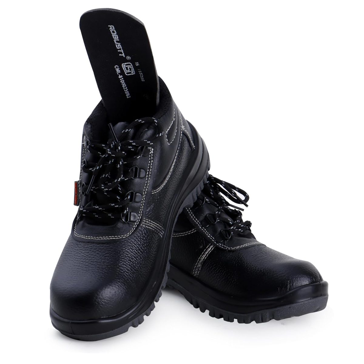 Robustt Double Density High Ankle Steel Toe Safety Shoes (UK-8) for Industrial Work | Waterproof Leather Material | Puncture Proof | Anti- Skid - Image 7