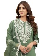 SIRIL Women's Rayon Viscose Sequence Embrodery Straight Kurta Pant with Dupatta Set