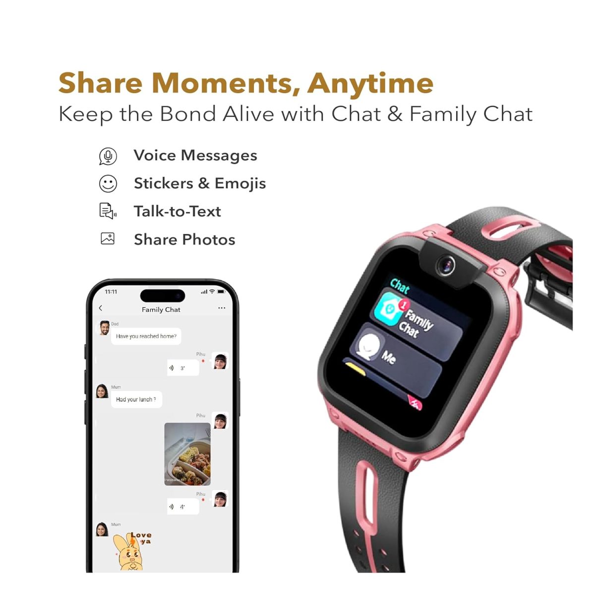 IMOO Kids Phone Watch Z1 – Kids Smart Watch with GPS Tracker, 4G Video & Voice Calls, Advanced Parental Controls, Durable Quality with IPX8 Water Resistance, SOS, for Kids (Grapefruit Red) - Image 3