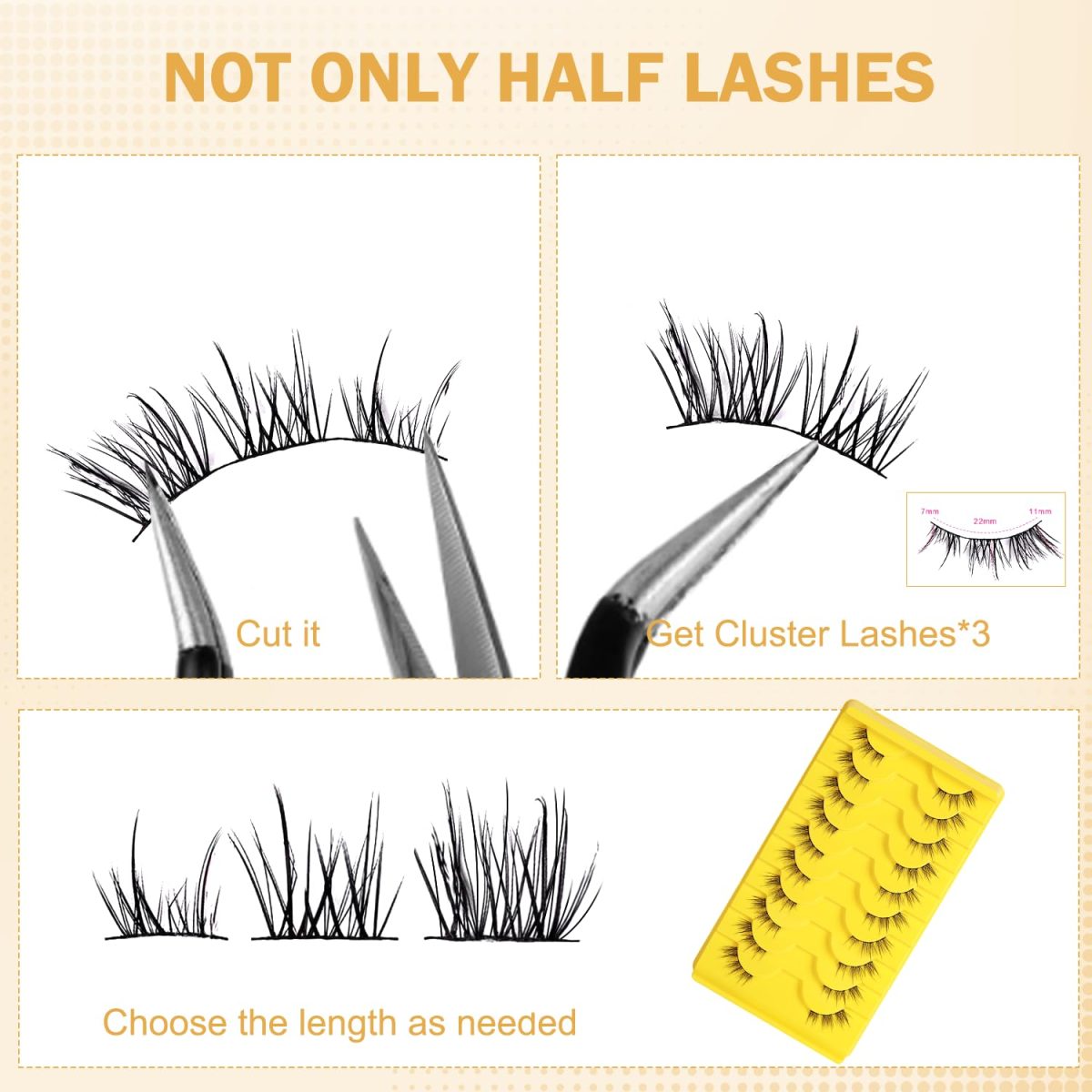 CoolShef 10 Pairs Half Eye Lashes for Women, 11mm Natural False Eyelashes with Thin Band, Fluffy Volume Fake Lashes, Lightweight and Reusable Wispy Eyelash - Image 4