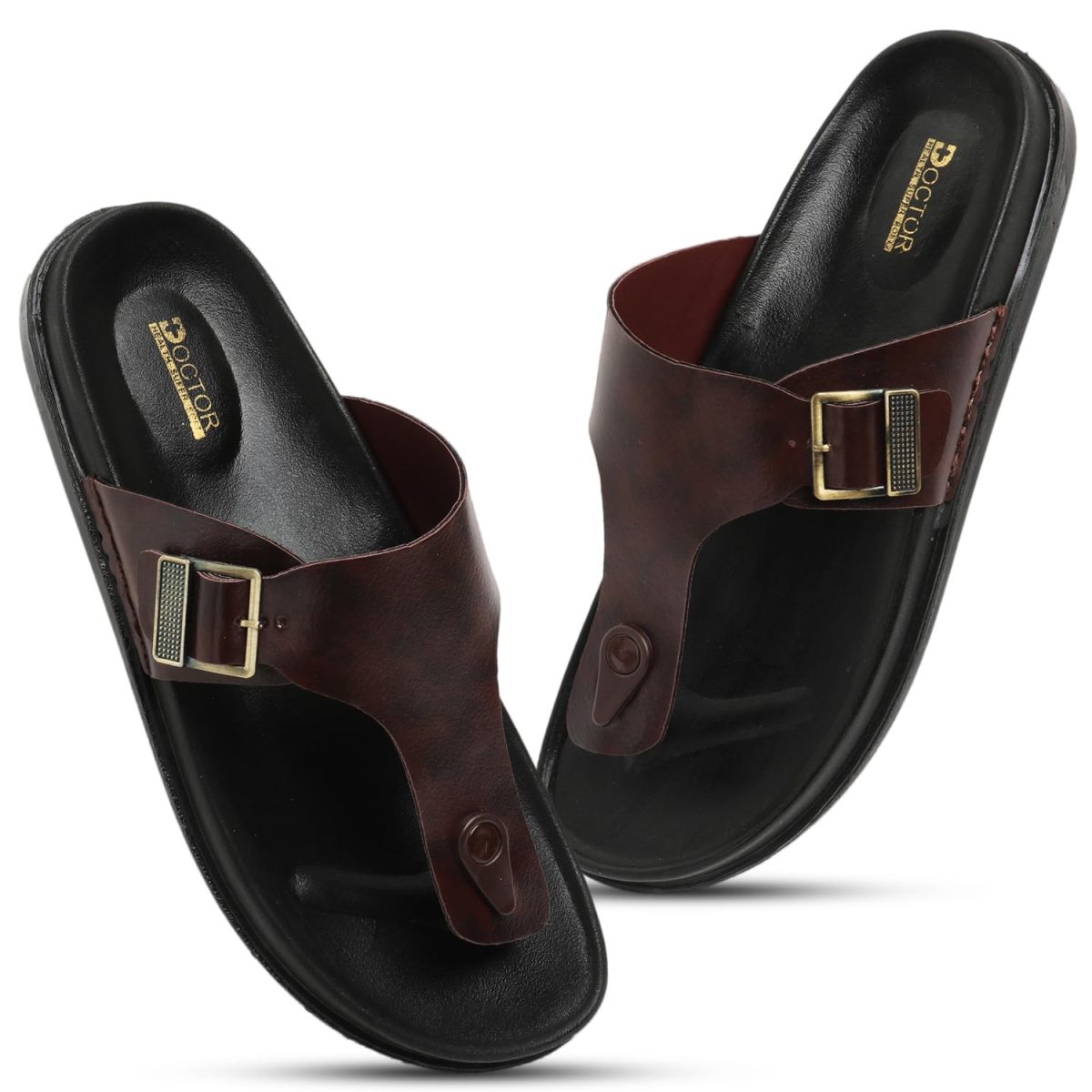DOCTOR HEALTH SUPER SOFT Men's Stylish Cushioned Slippers | Breathable, Skid Resistant, Adjustable Strap | PU Double Density Anti-Slip Casual Footwear for Everyday Comfort